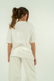 T-SHIRT TASCA PAILLETTES BIANCA