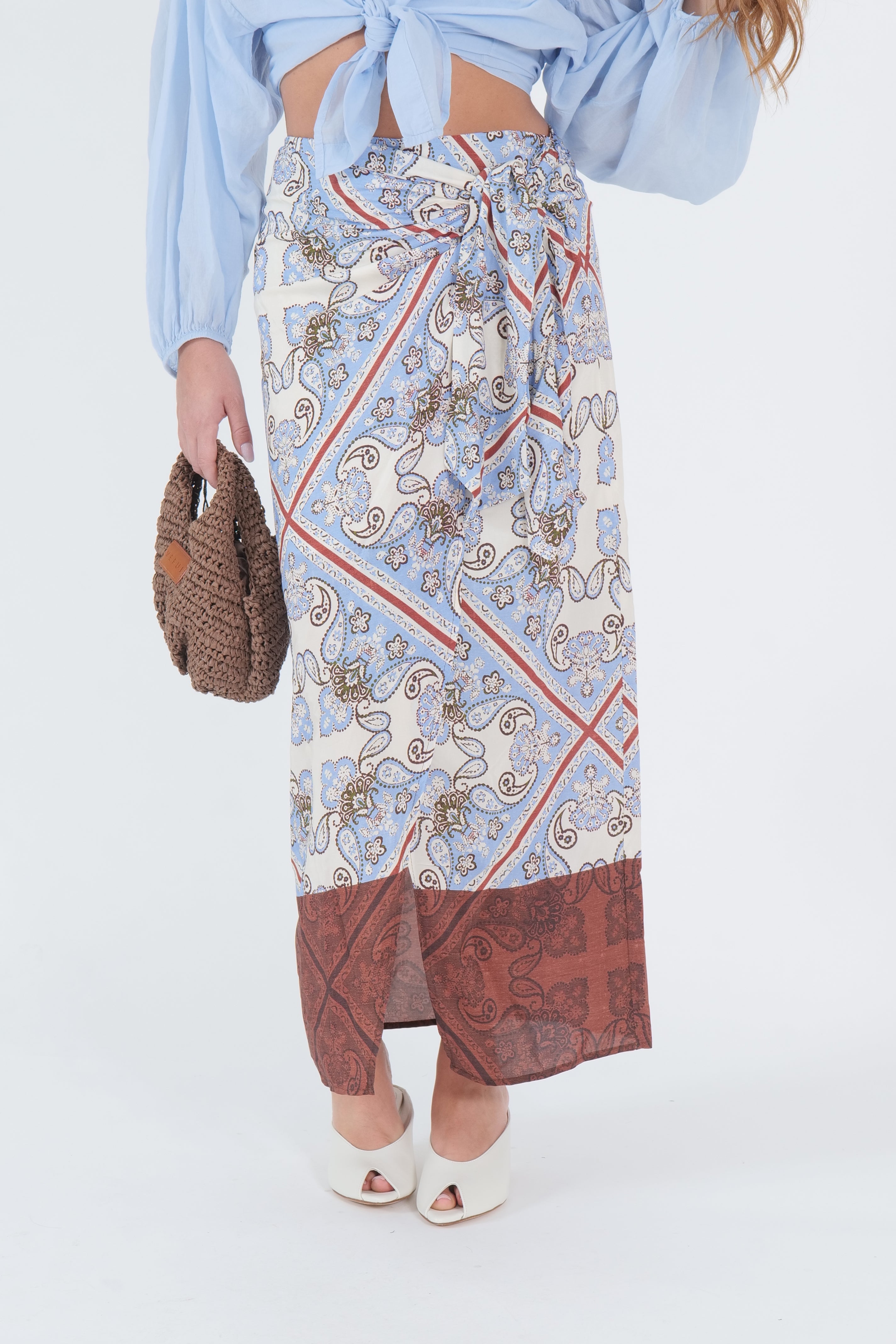 GONNA PAREO FOULARD MORO/AZZURRO