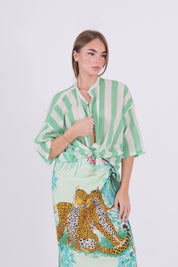 CAMICIA MUSSOLA RIGA VERDE/PANNA