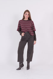 T-SHIRT ALA BORDEAUX/BIANCO/MORO
