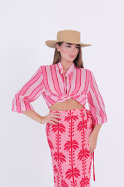 CAMICIA MUSSOLA RIGA ROSA/FUXIA