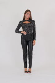 PANTALONE ECOPELLE NERO
