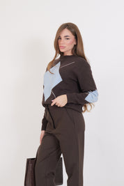MAGLIONE ROMBI MORO/AZZURRO/ECRU