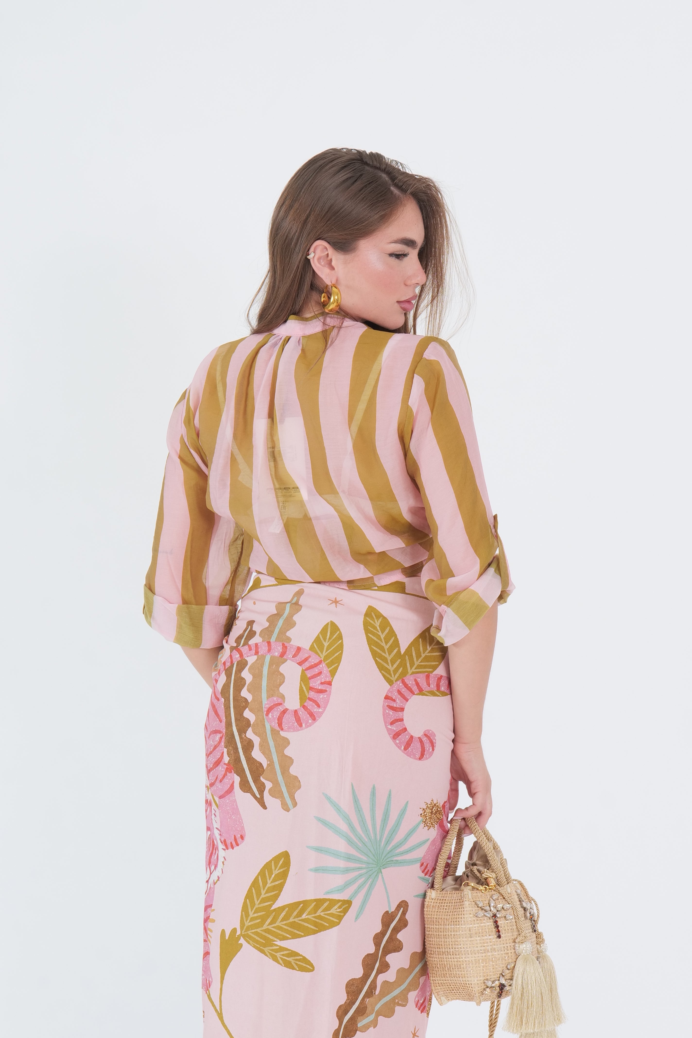 CAMICIA ECO RIGA LIME/ROSA