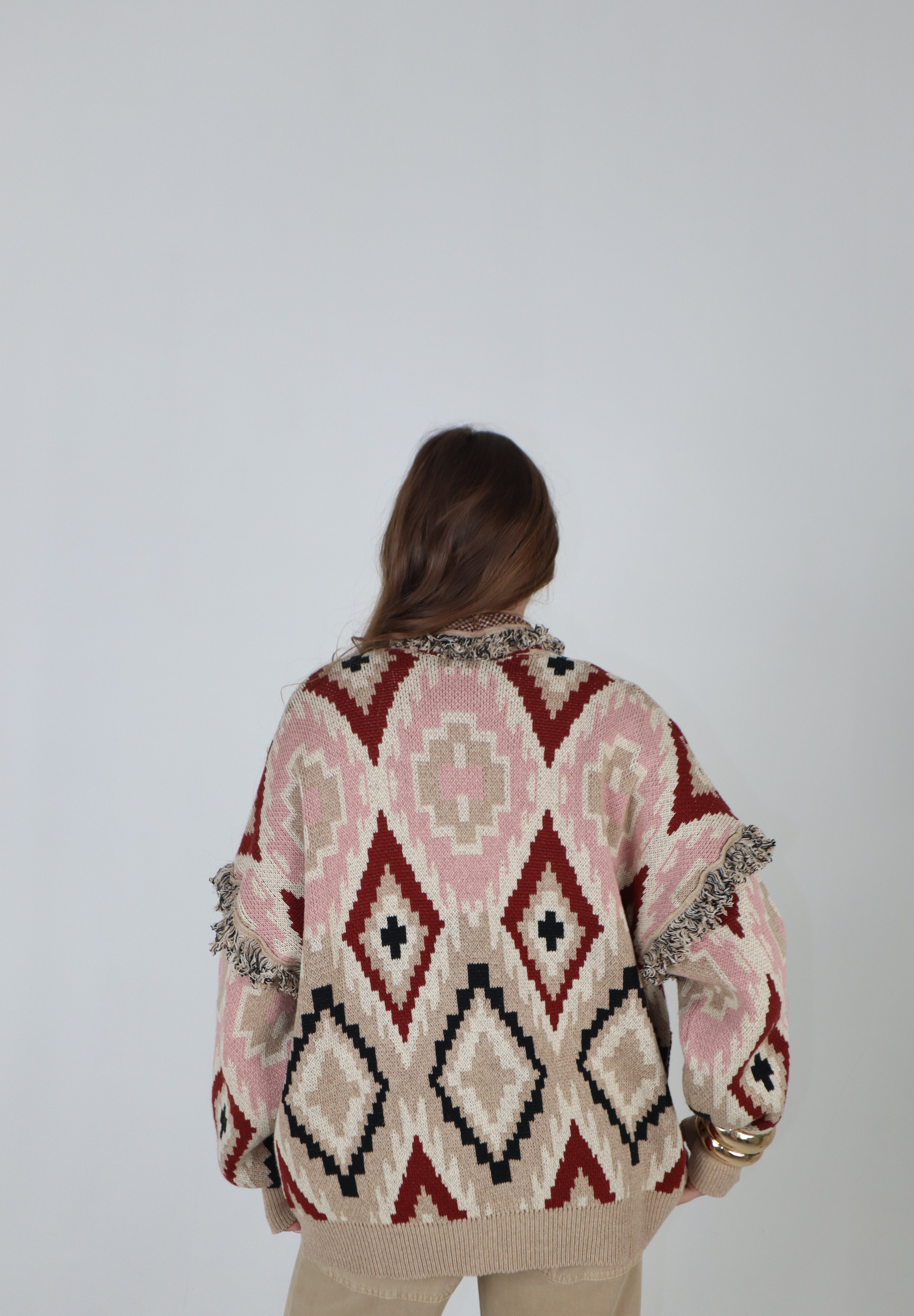CARDIGAN ROMBI ALL OVER CAMEL