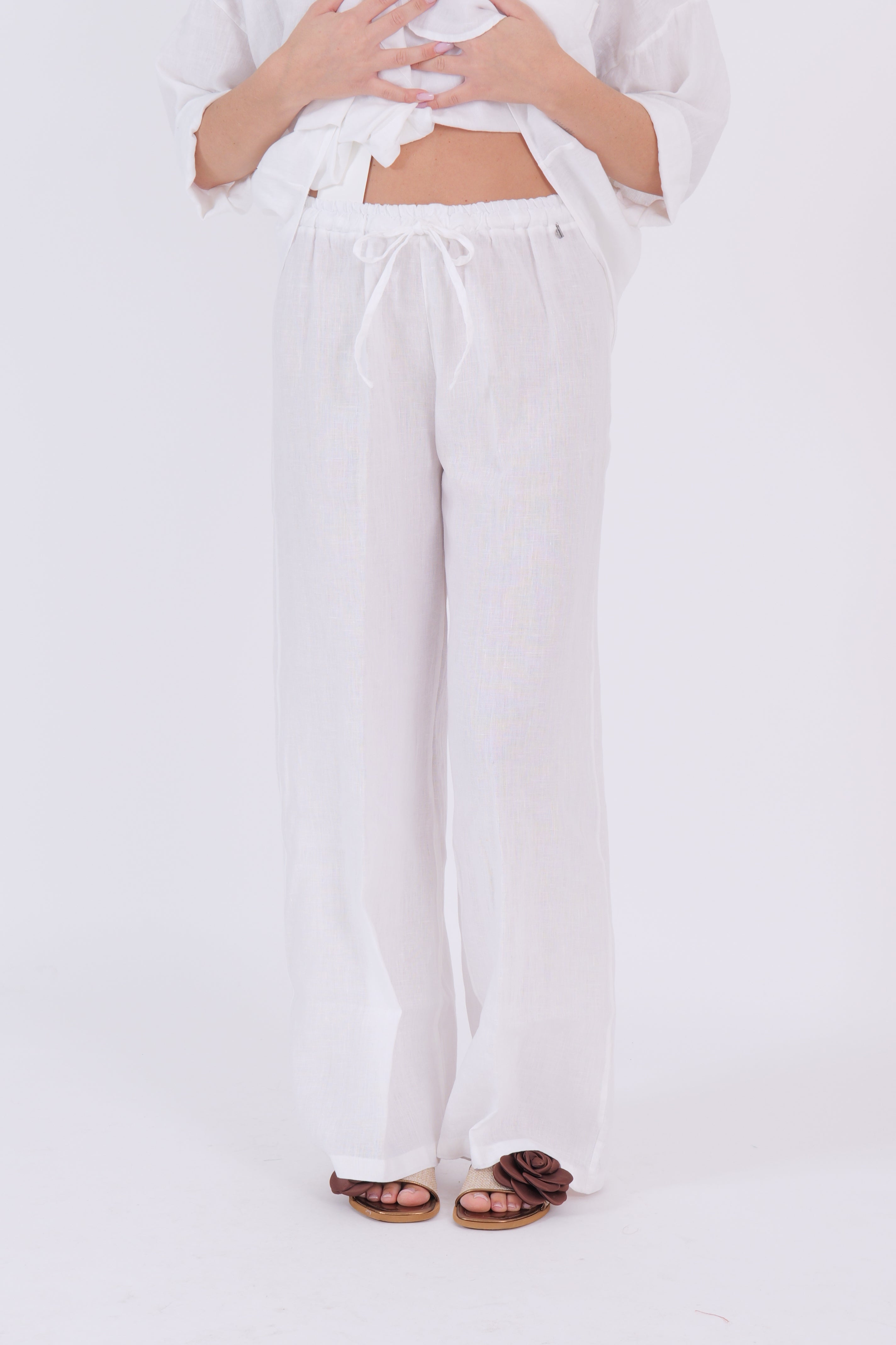 PANTALONE LINO BIANCO DIXIE
