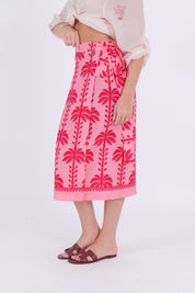 GONNA PAREO MIDI PALME ROSA/ROSSO