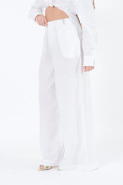 PANTALONE IN LINO WHITE