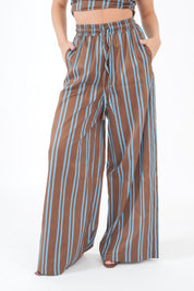 PANTALONE GESS TABACCO/TURCHESE