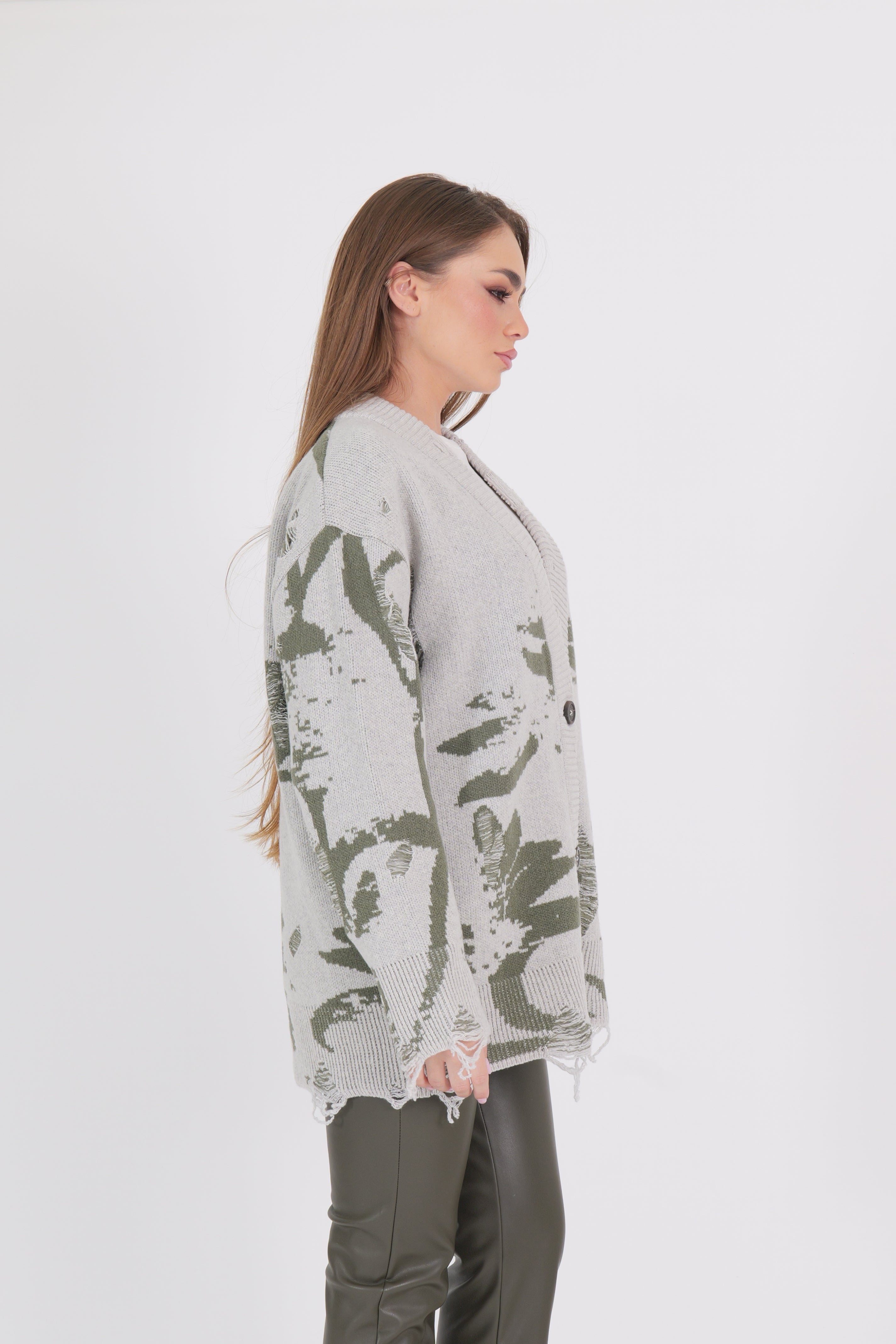 CARDIGAN AKEP VERDE/BIANCO