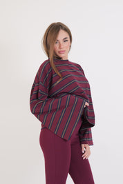 MAGLIA RIGHE BORDEAUX/BLU/MORO
