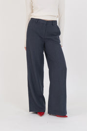 PANTALONE GESSATO BLU