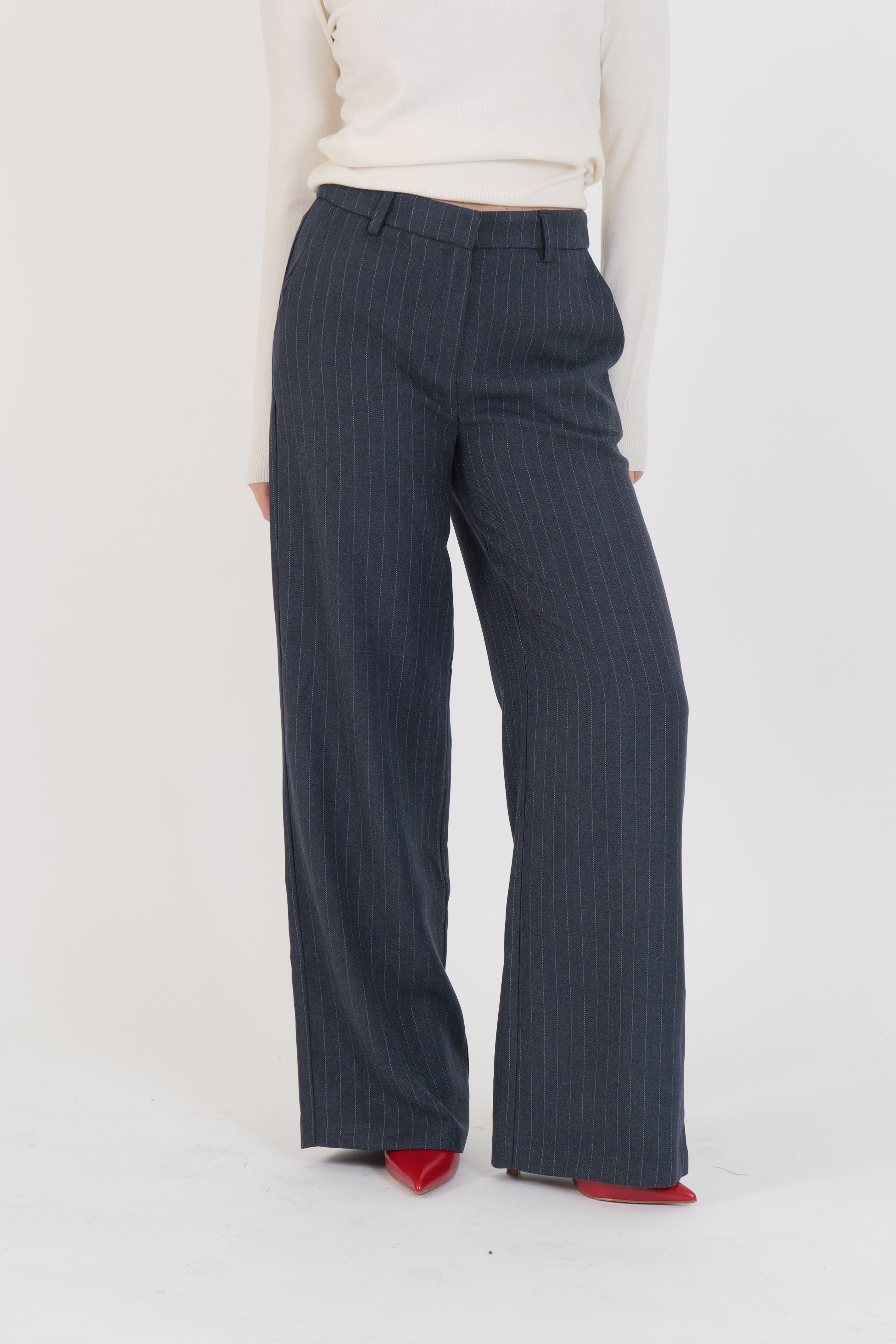 PANTALONE GESSATO BLU