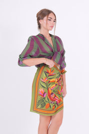 CAMICIA MUSSOLA VERDE/VIOLA