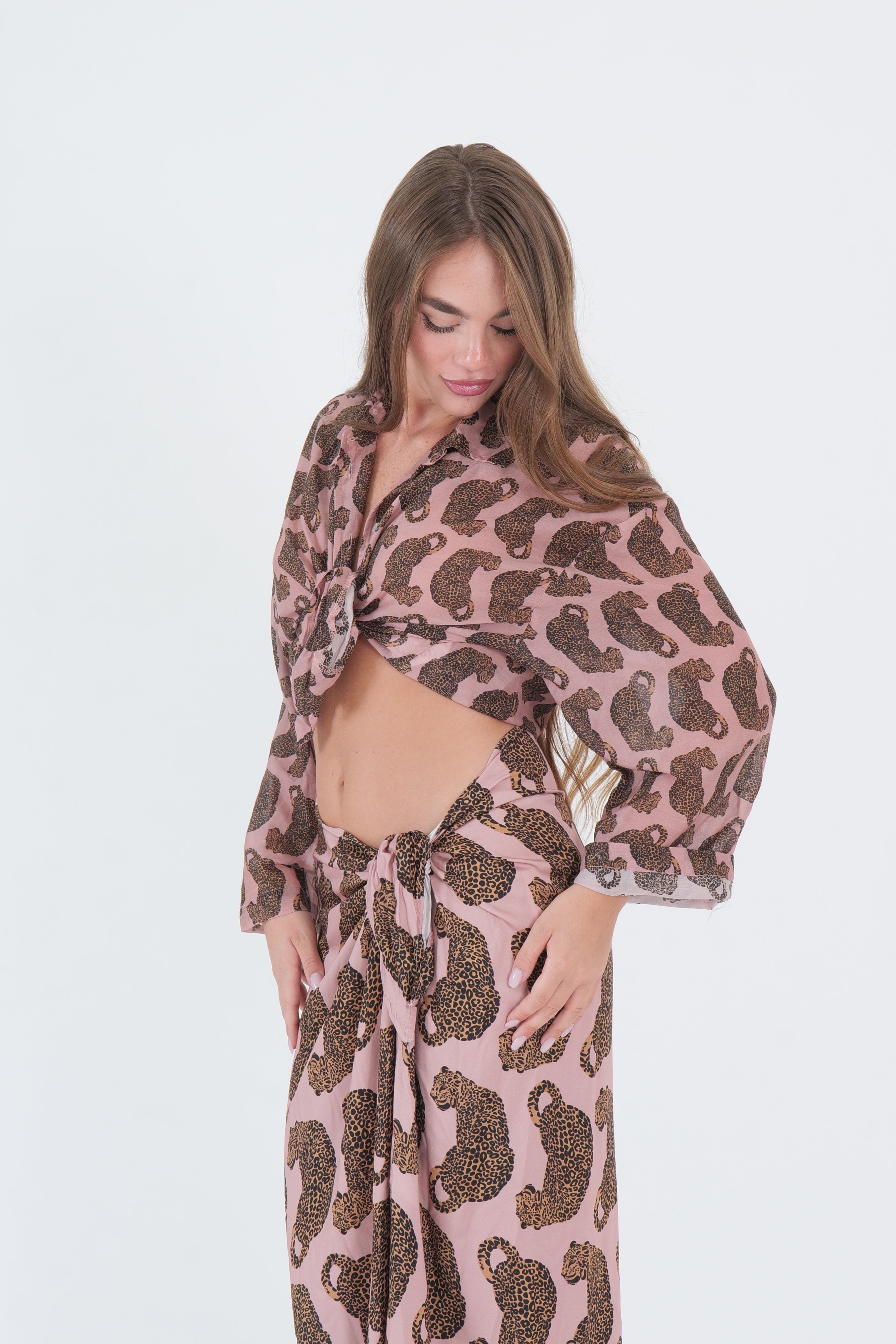 CAMICIA LEOPARD MISTO SETA