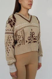 JACQUARD V-NECK SWEATER