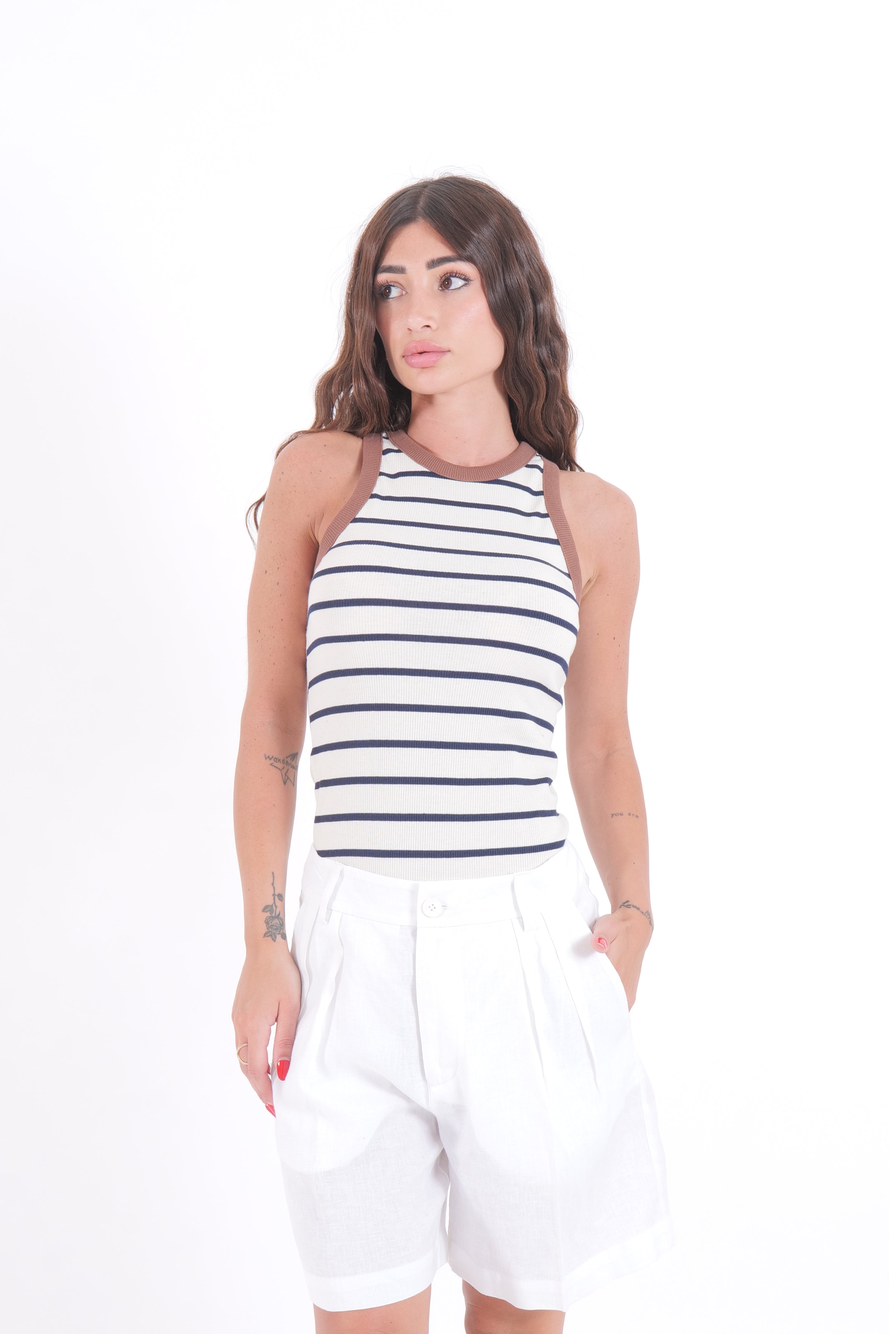 CANOTTA RIGHE BLU