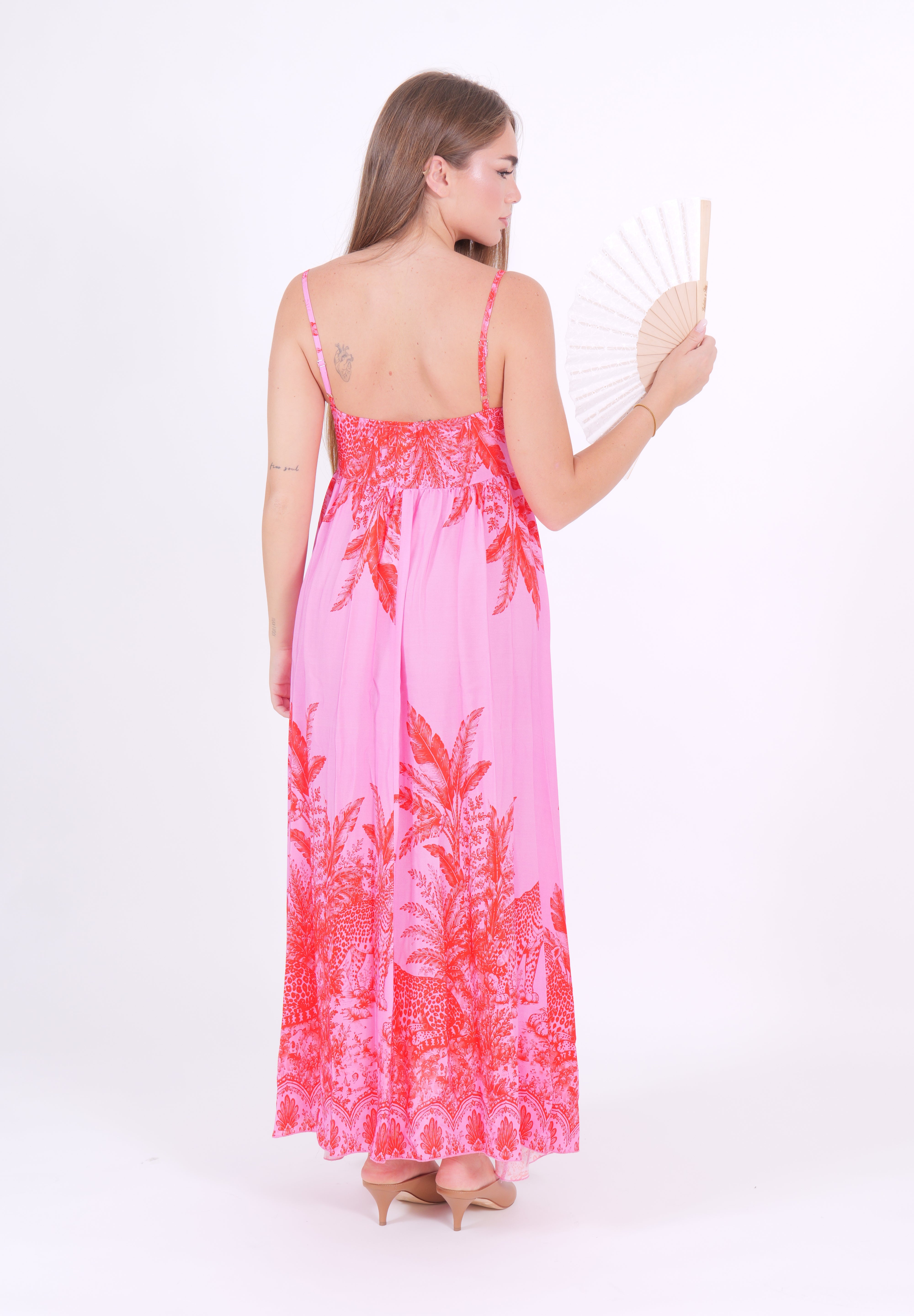 ABITO LEOPARD ROSA/ROSSO