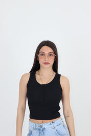 TOP BOTTONCINI NERO