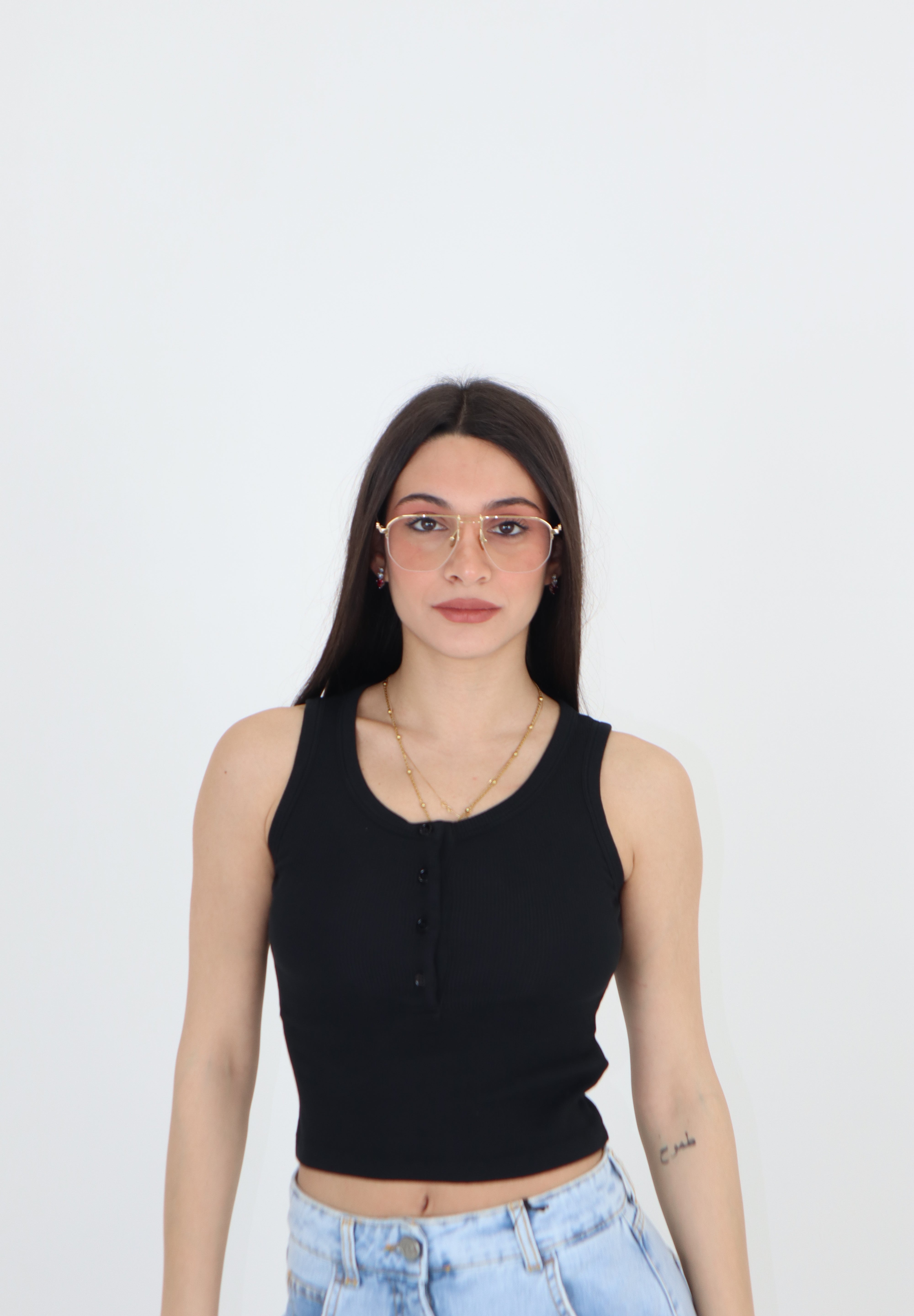TOP BOTTONCINI NERO
