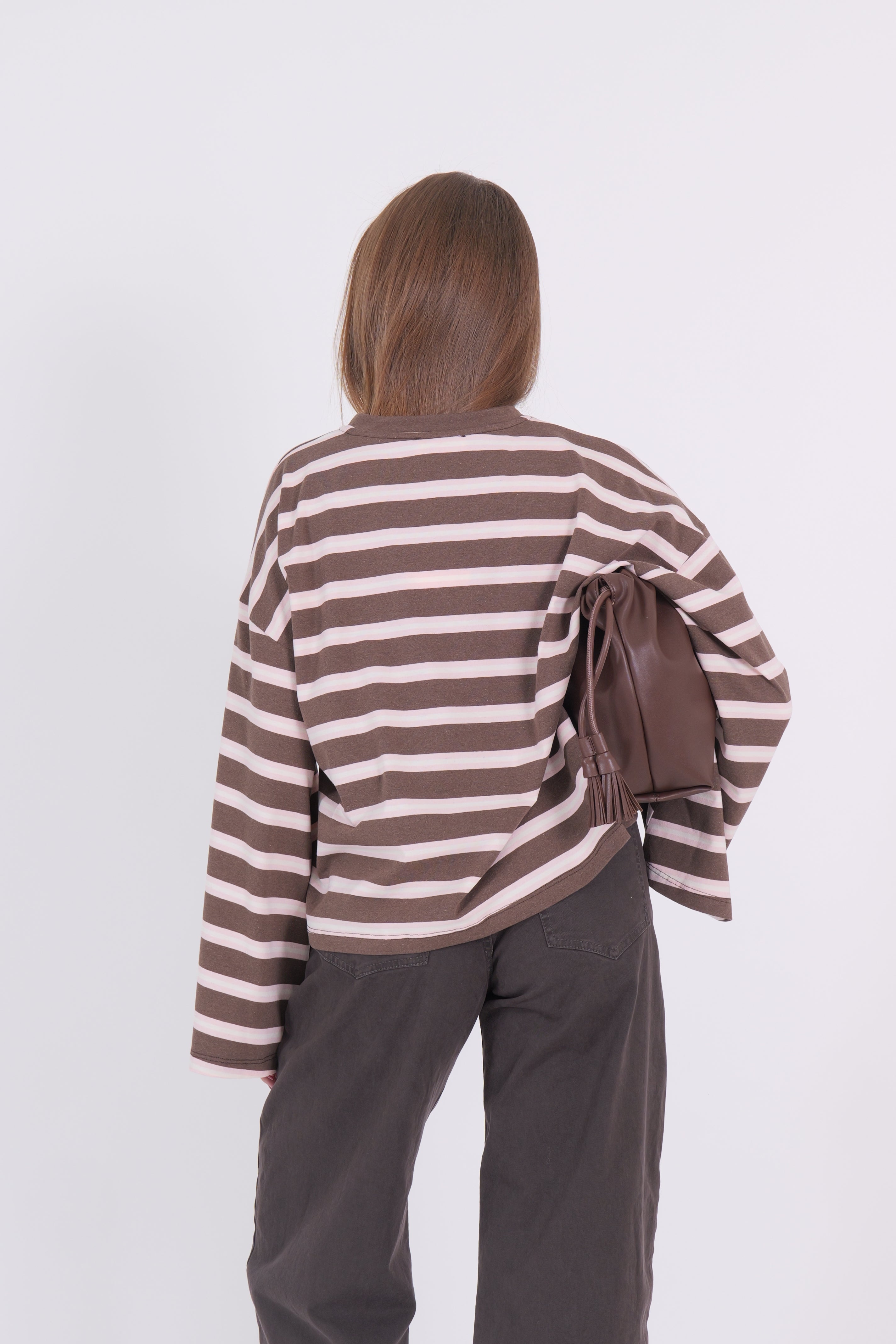T-SHIRT LINES ROSA/MORO