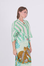 CAMICIA MUSSOLA RIGA VERDE/PANNA