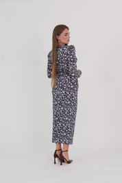 ABITO MIDI FLOWERS BLU