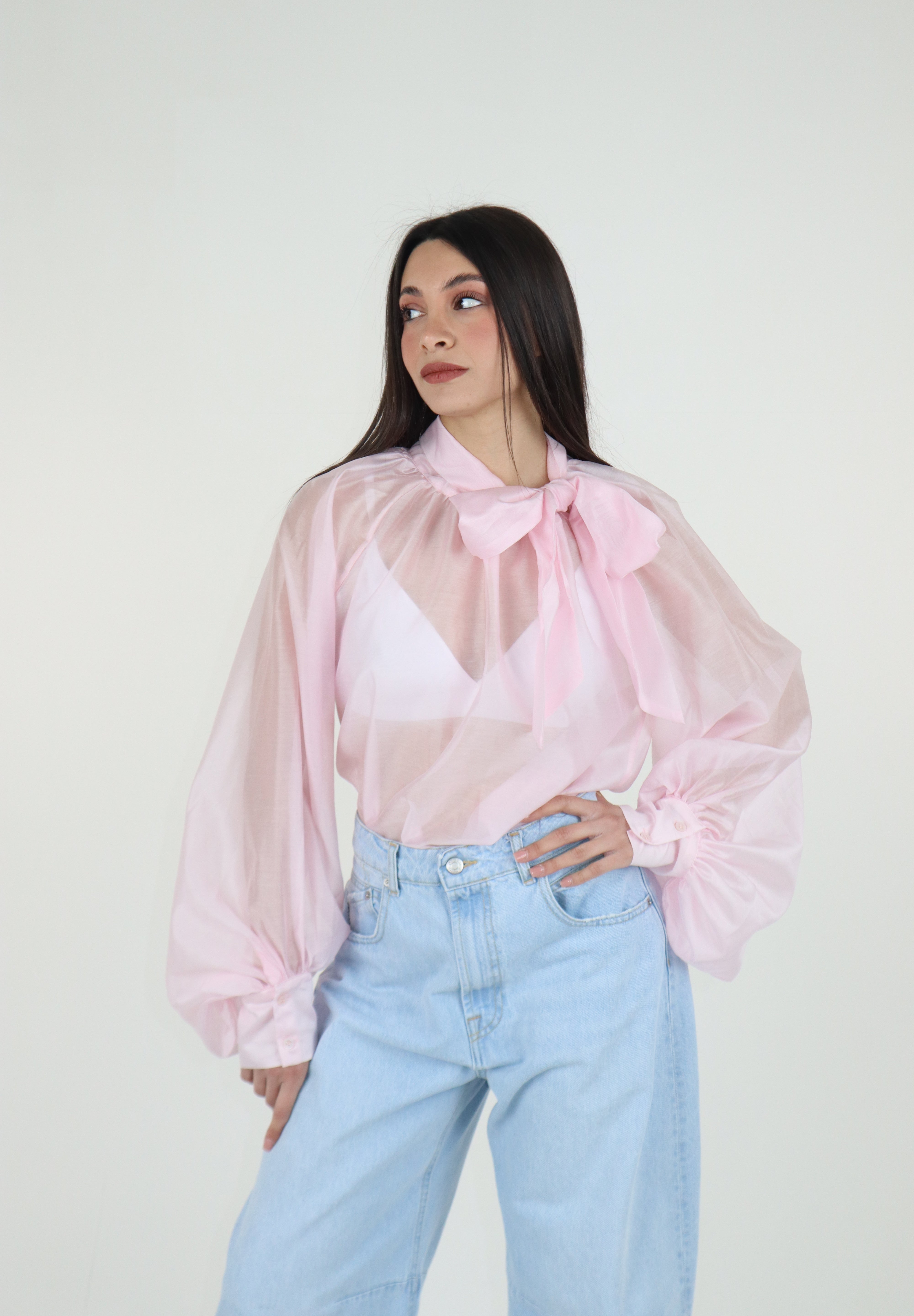 CAMICIA FIOCCO ROSA