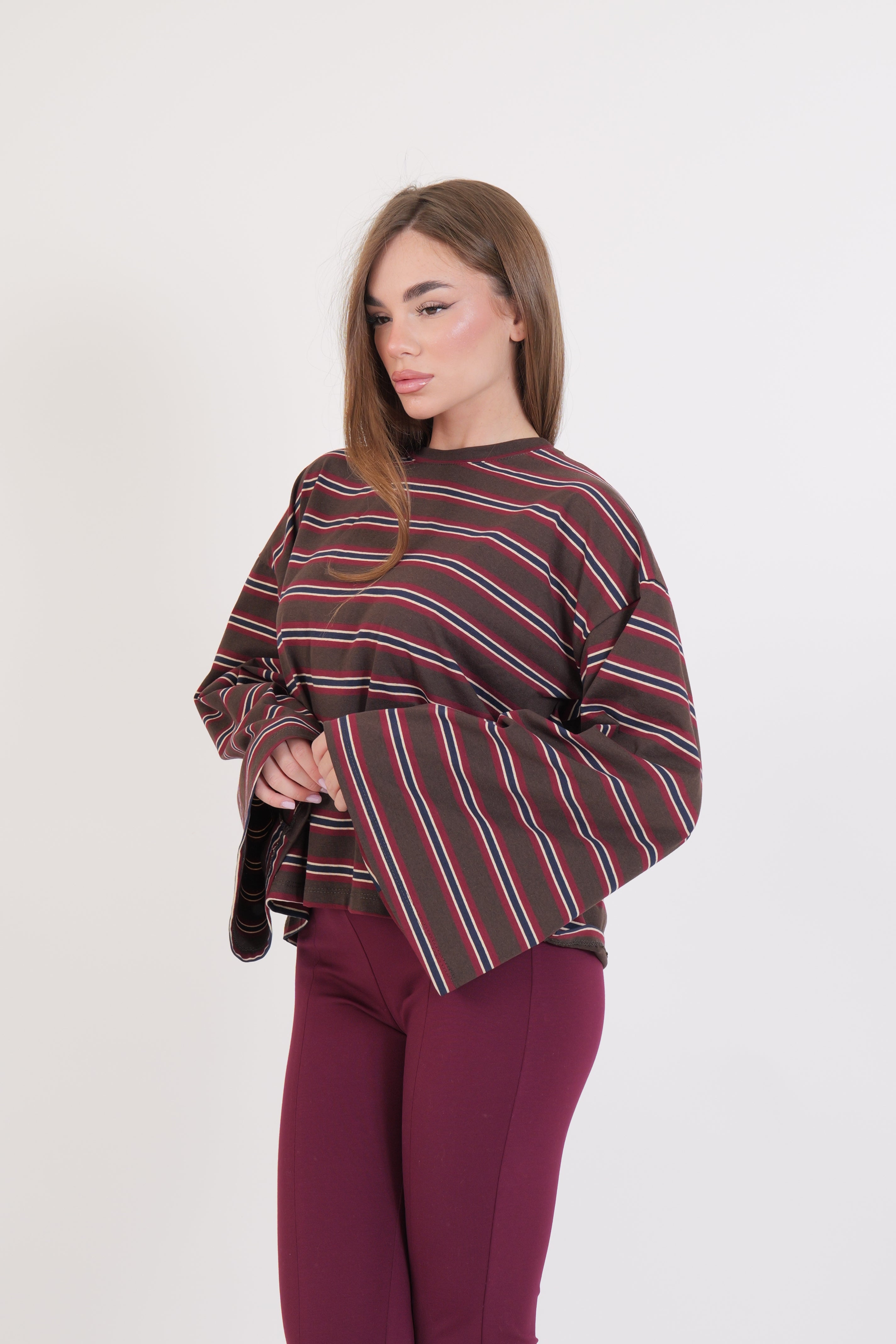 T-SHIRT LINES MORO/BORDEAUX/BLU/PANNA