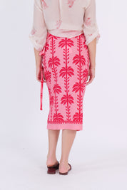 GONNA PAREO MIDI PALME ROSA/ROSSO