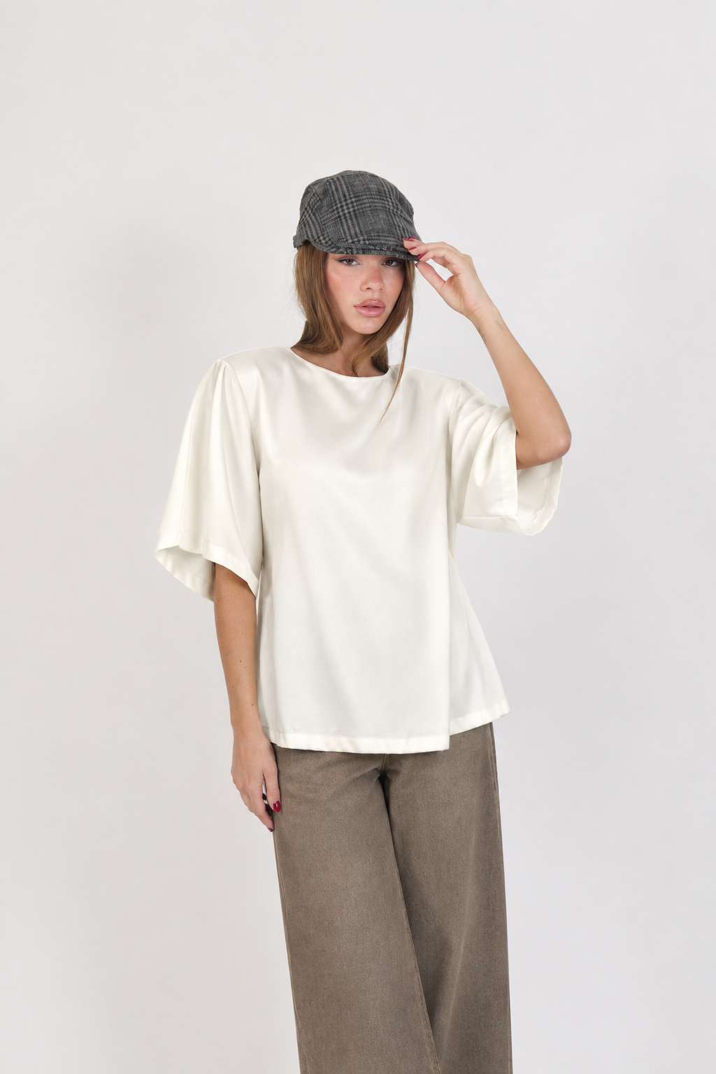 T-SHIRT SATIN SPALLINE BIANCO