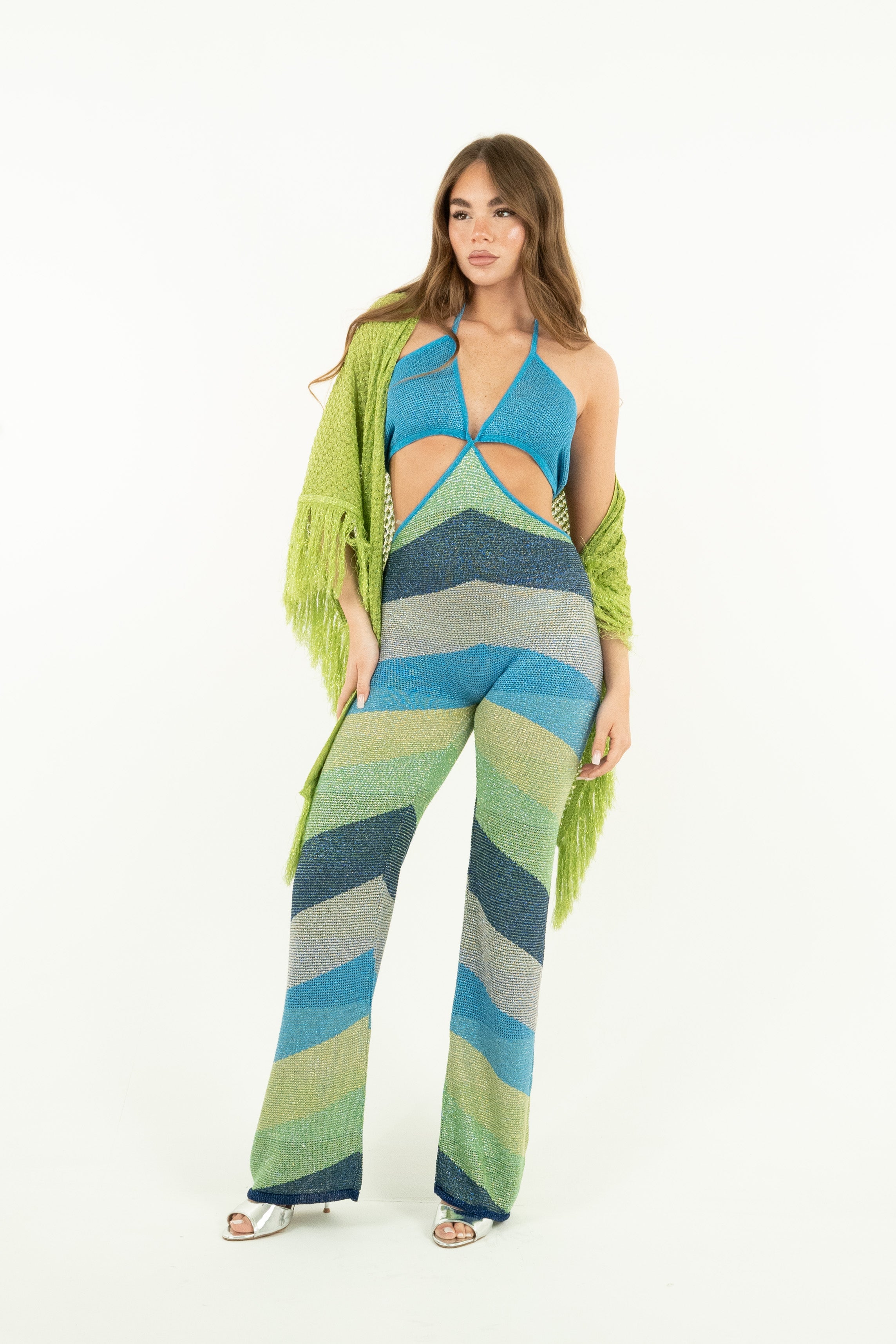 JUMPSUIT MAXI CHEVRON LUREX