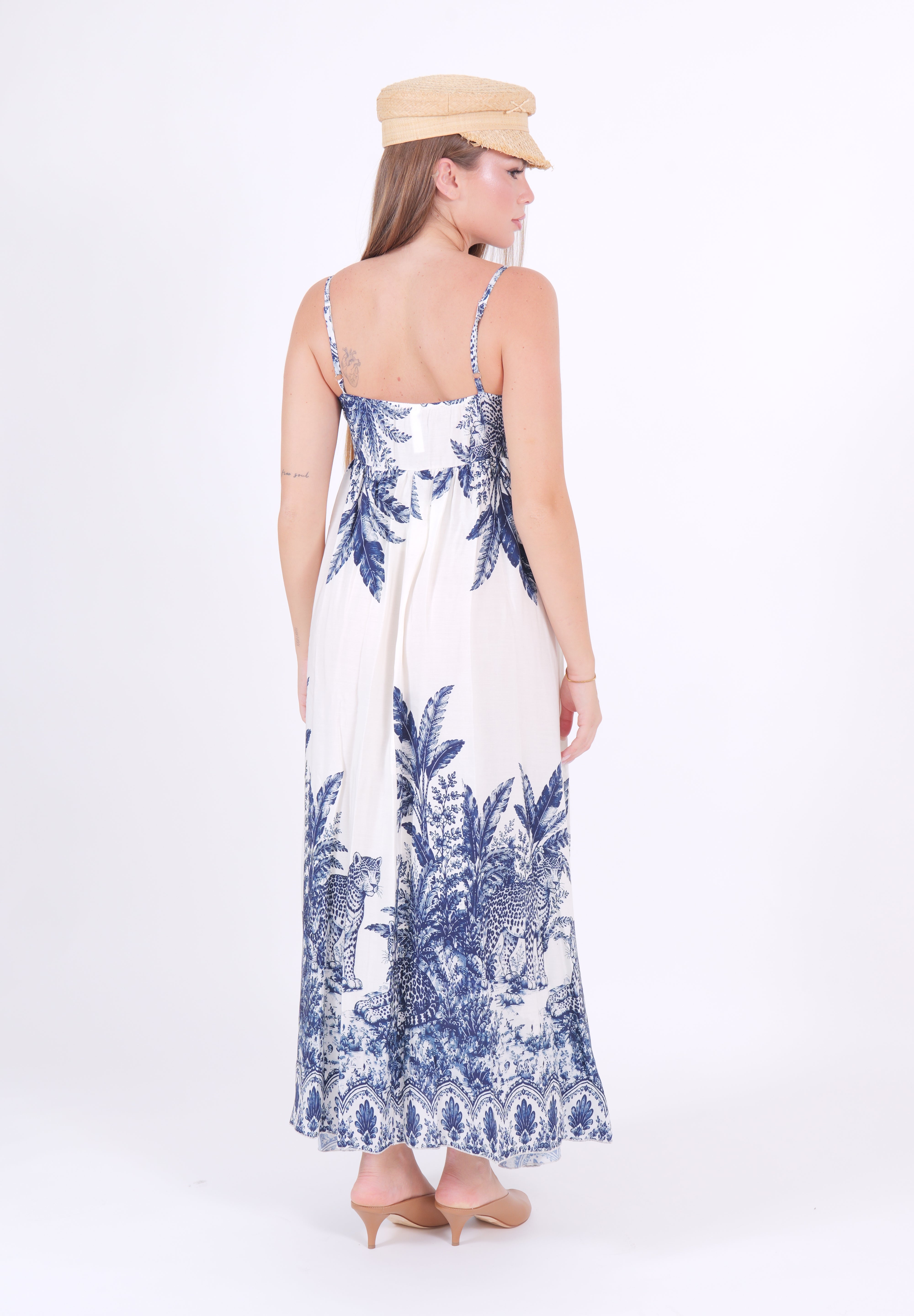 ABITO LEOPARD BIANCO/BLU