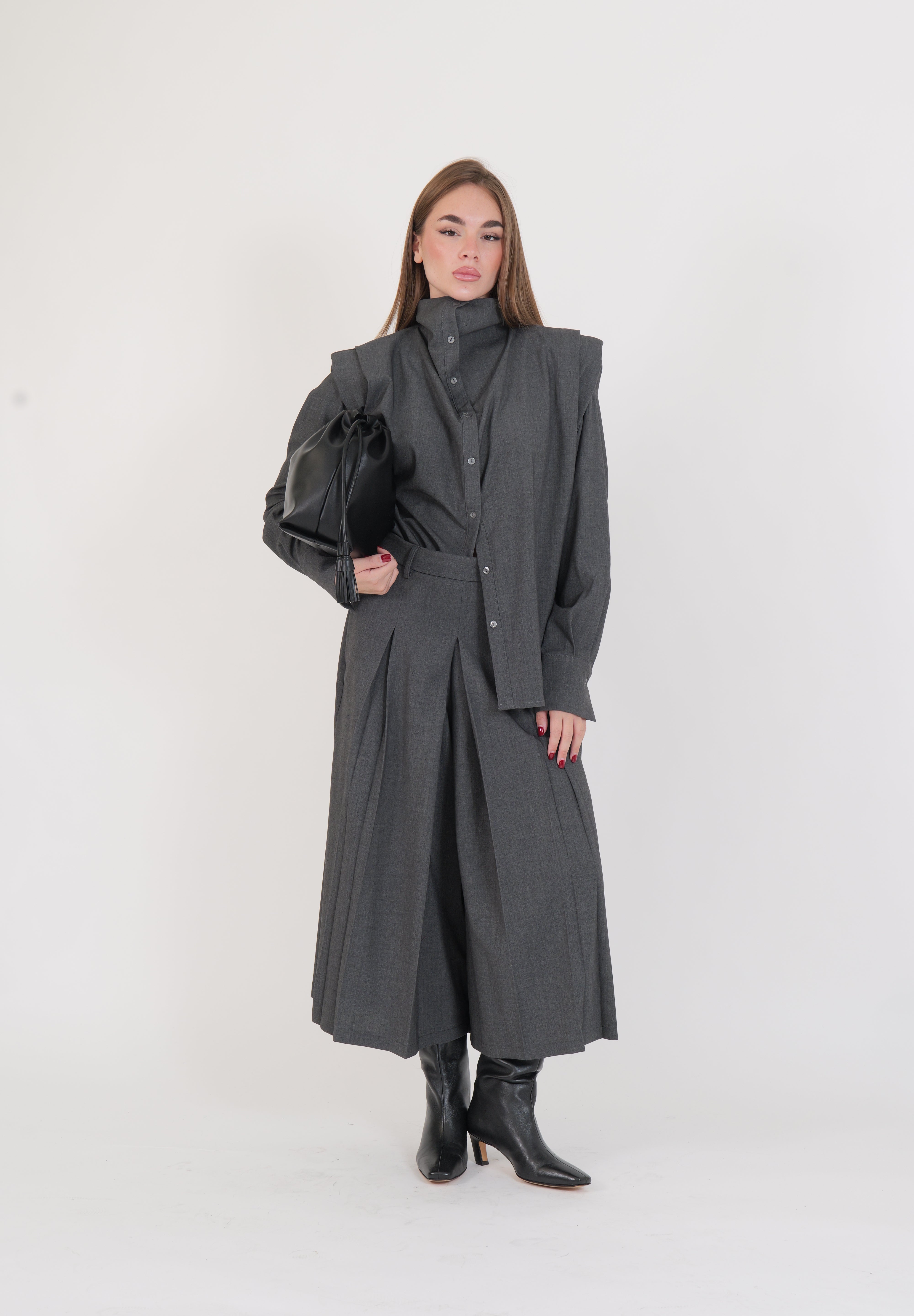 PANTALONE PLISSÈ ANTRACITE