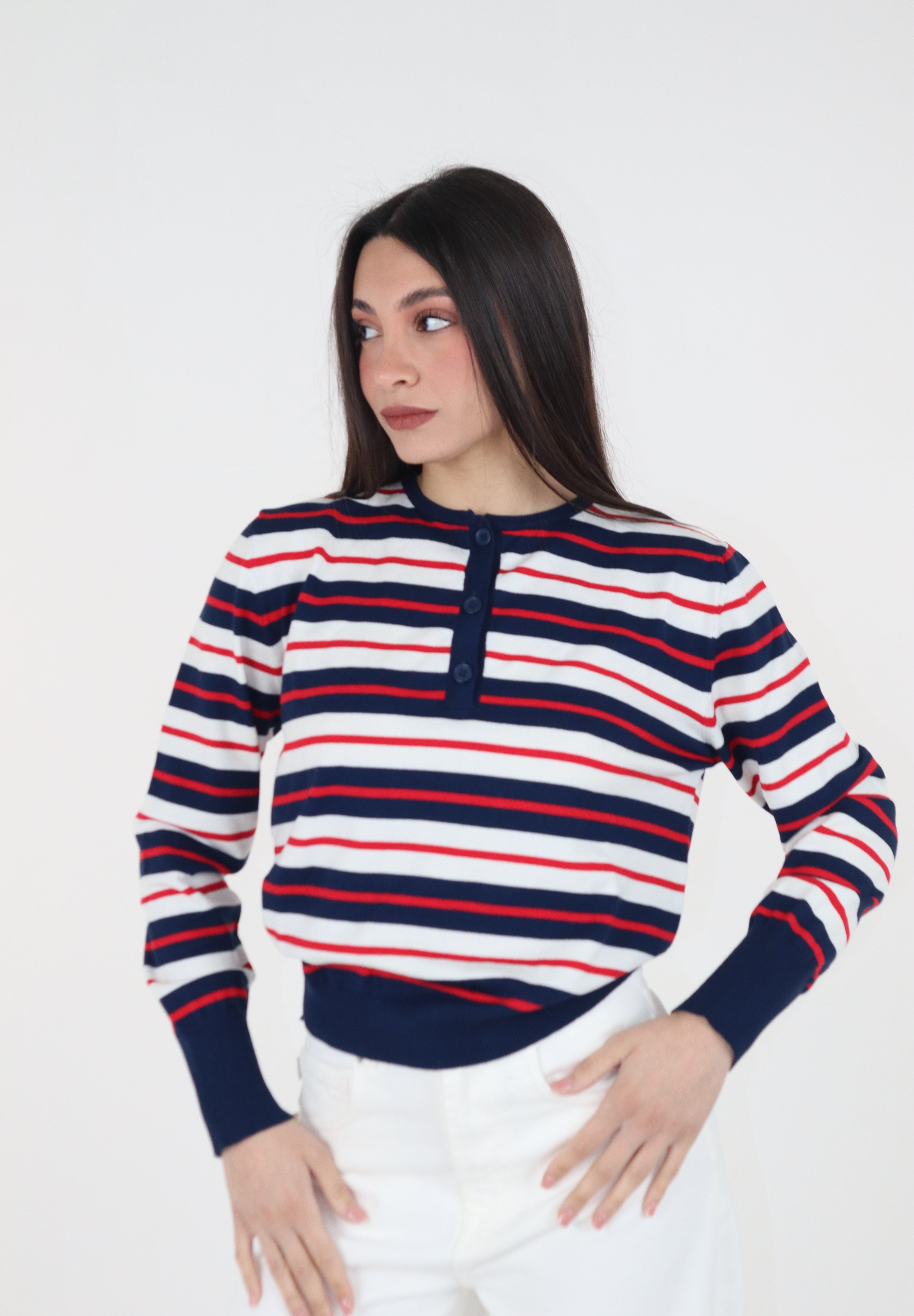 MAGLIA RIGHE BLU NAVY