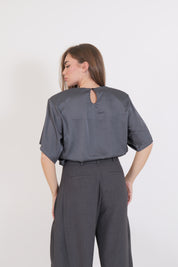 T-SHIRT SATIN SPALLINE GRIGIO