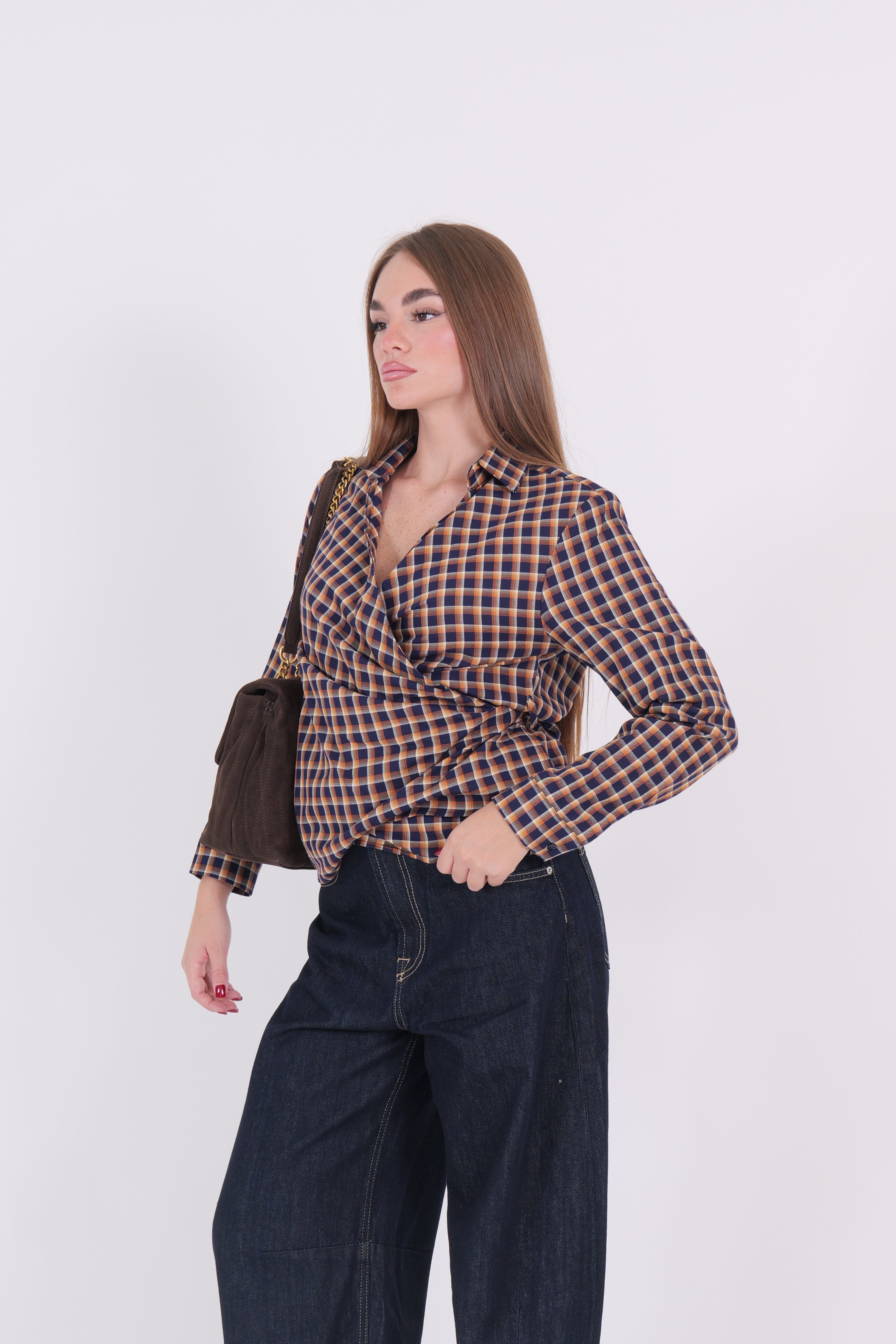 CAMICIA AMY ARANCIO/BLU