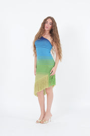 ABITO MONOSPALLA LUREX BLU
