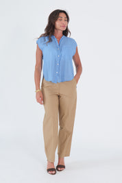 CAMICIA SMANICATA MUSSOLA COBALTO