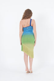 ABITO MONOSPALLA LUREX BLU