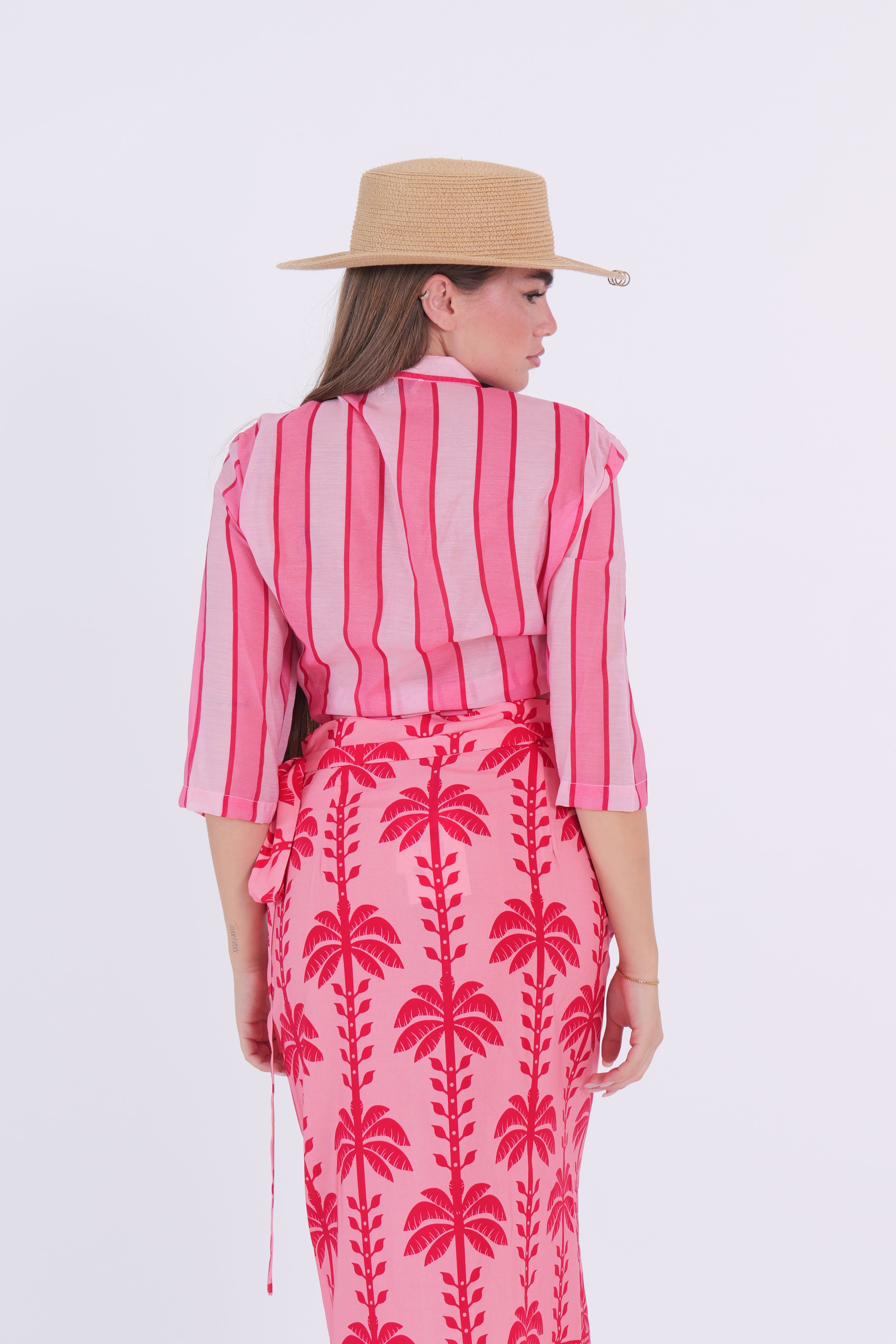CAMICIA MUSSOLA RIGA ROSA/FUXIA