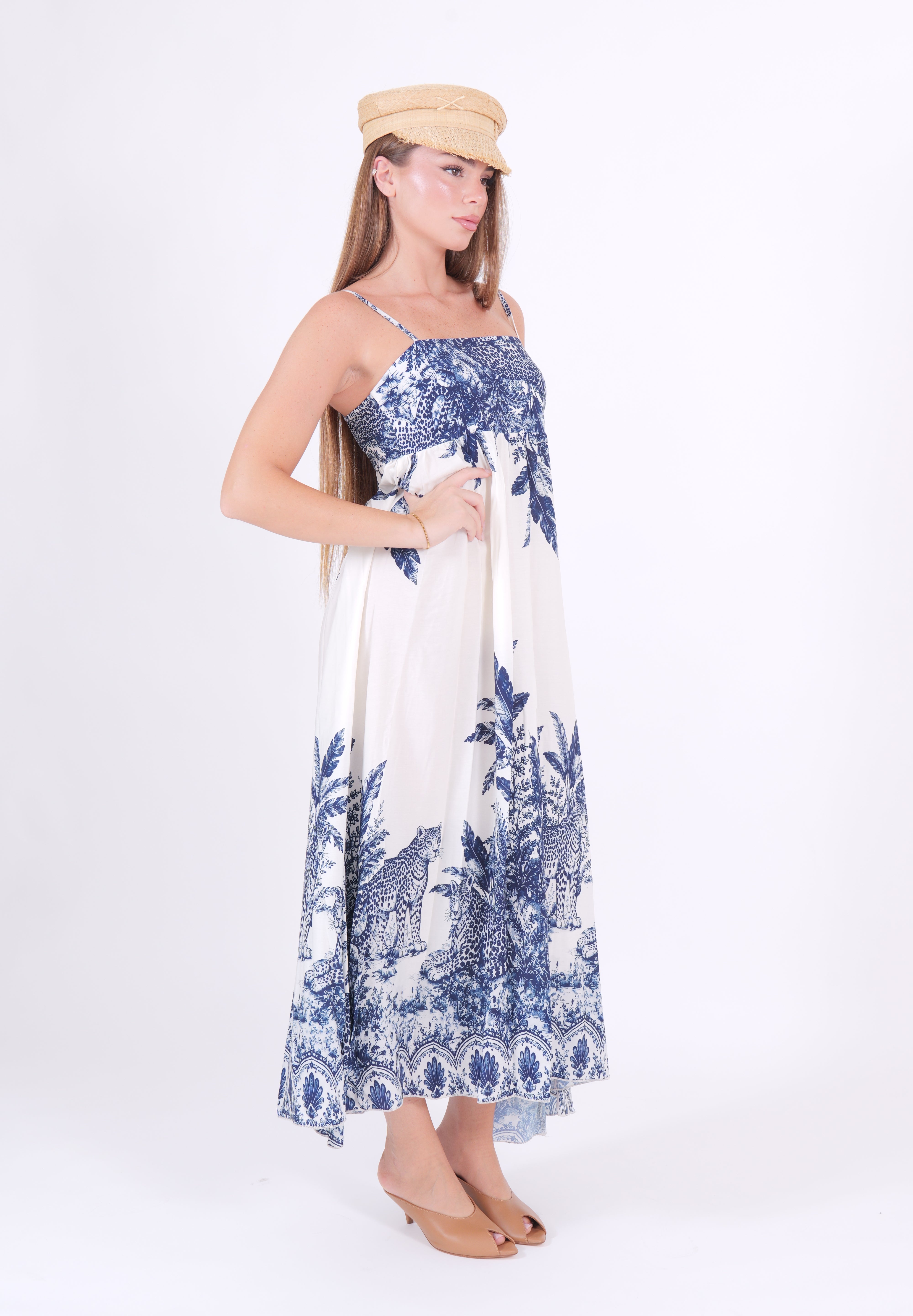 ABITO LEOPARD BIANCO/BLU