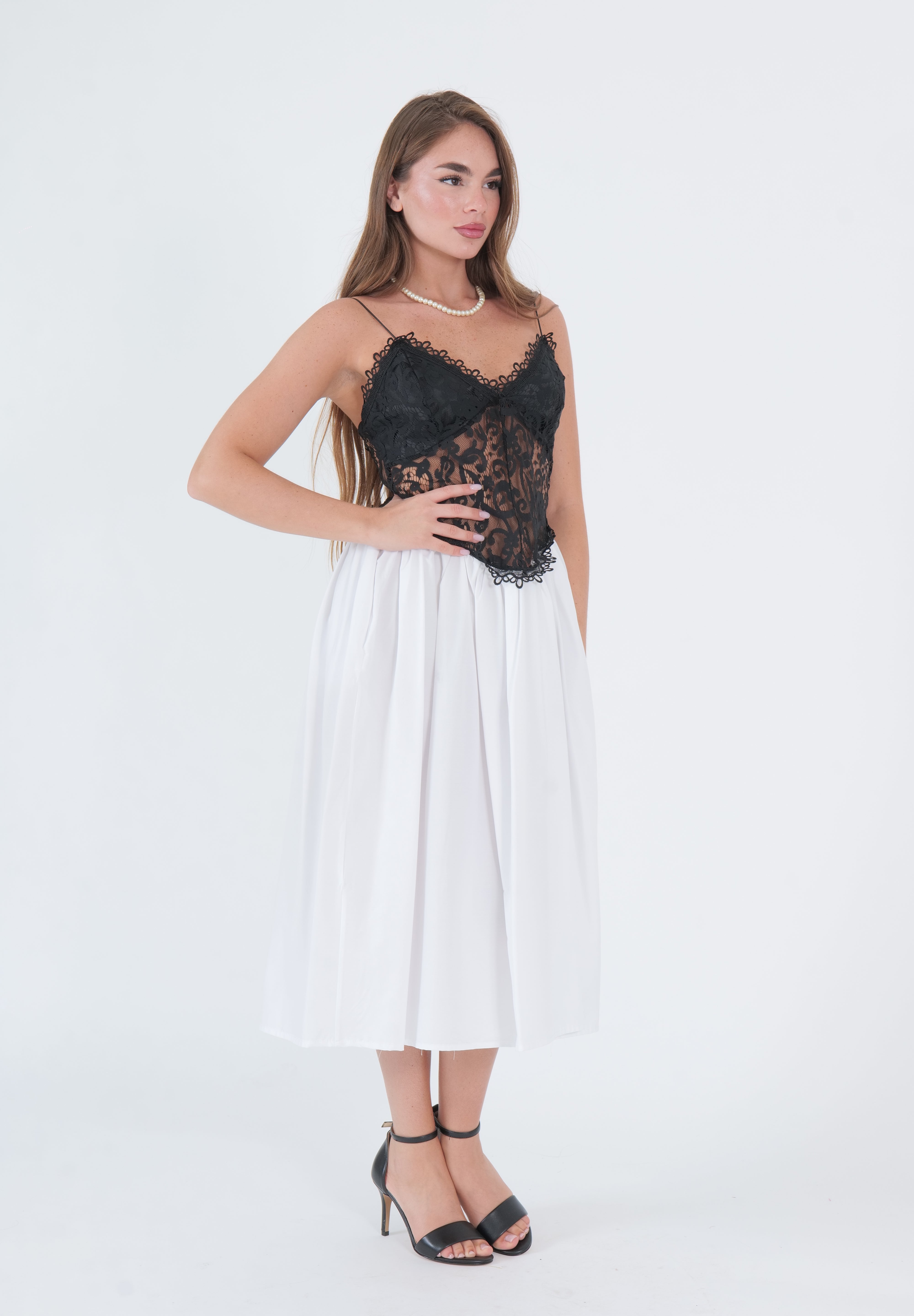 DRESS PIZZO BLACK E WHITE