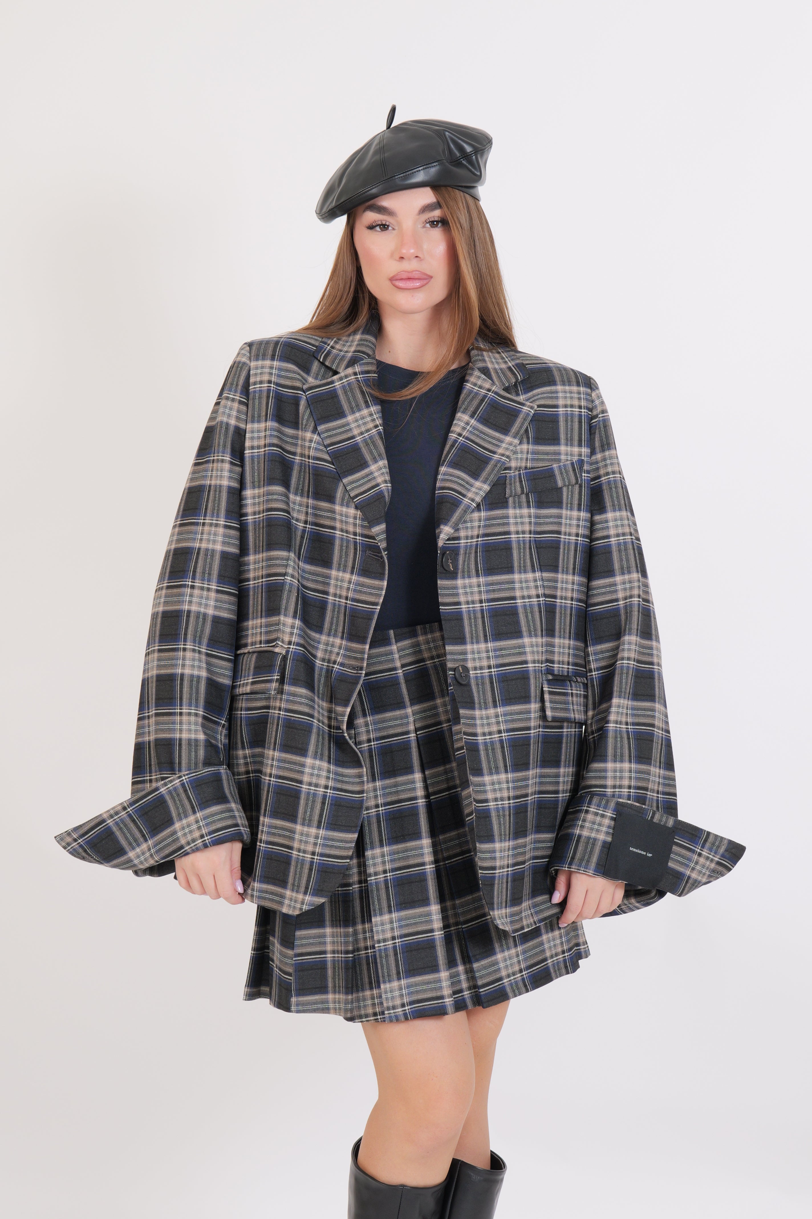 BLAZER TARTAN BLU