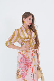 CAMICIA ECO RIGA LIME/ROSA