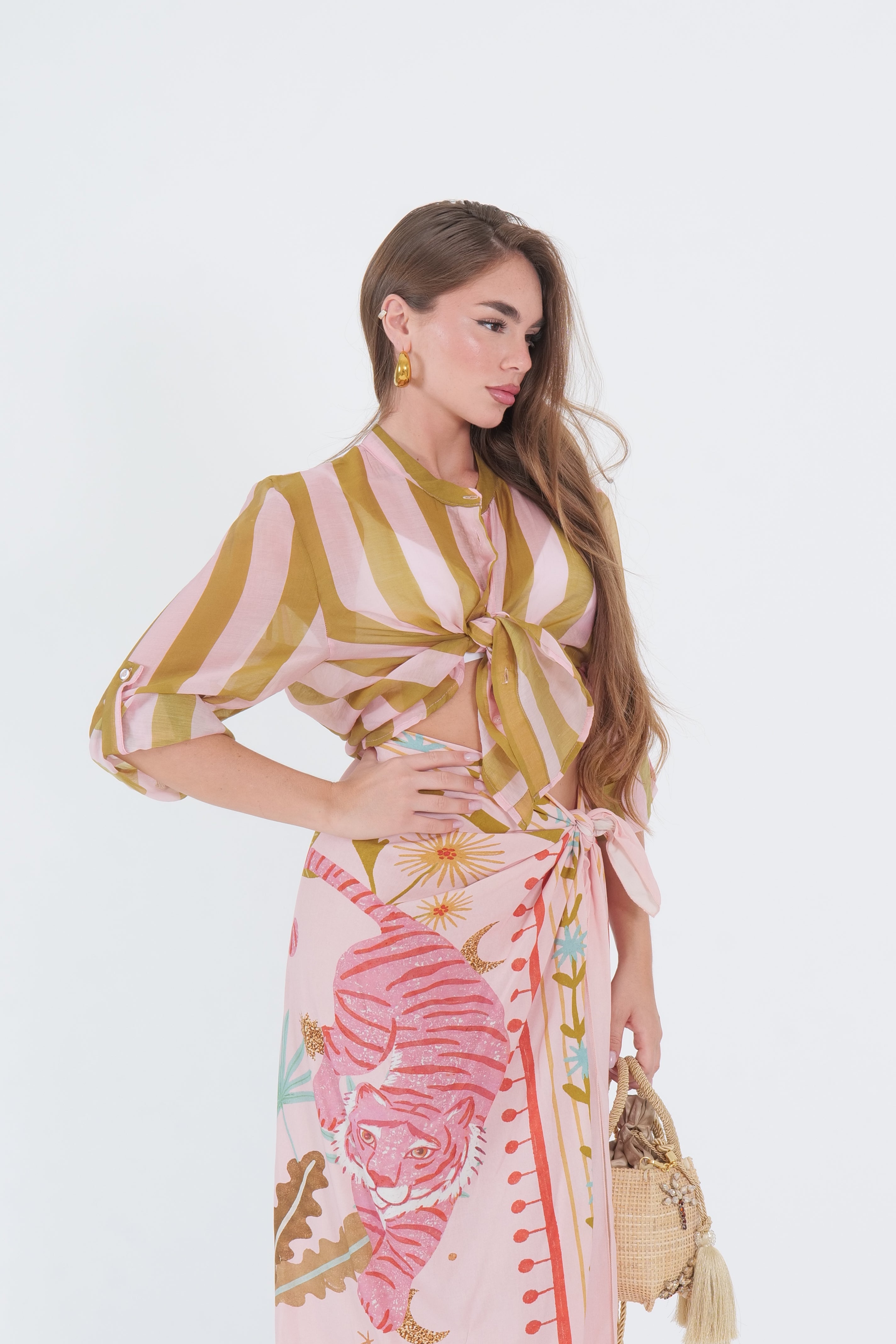 CAMICIA ECO RIGA LIME/ROSA
