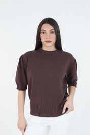 MAGLIA MEZZA MANICA SBUFFO BROWN