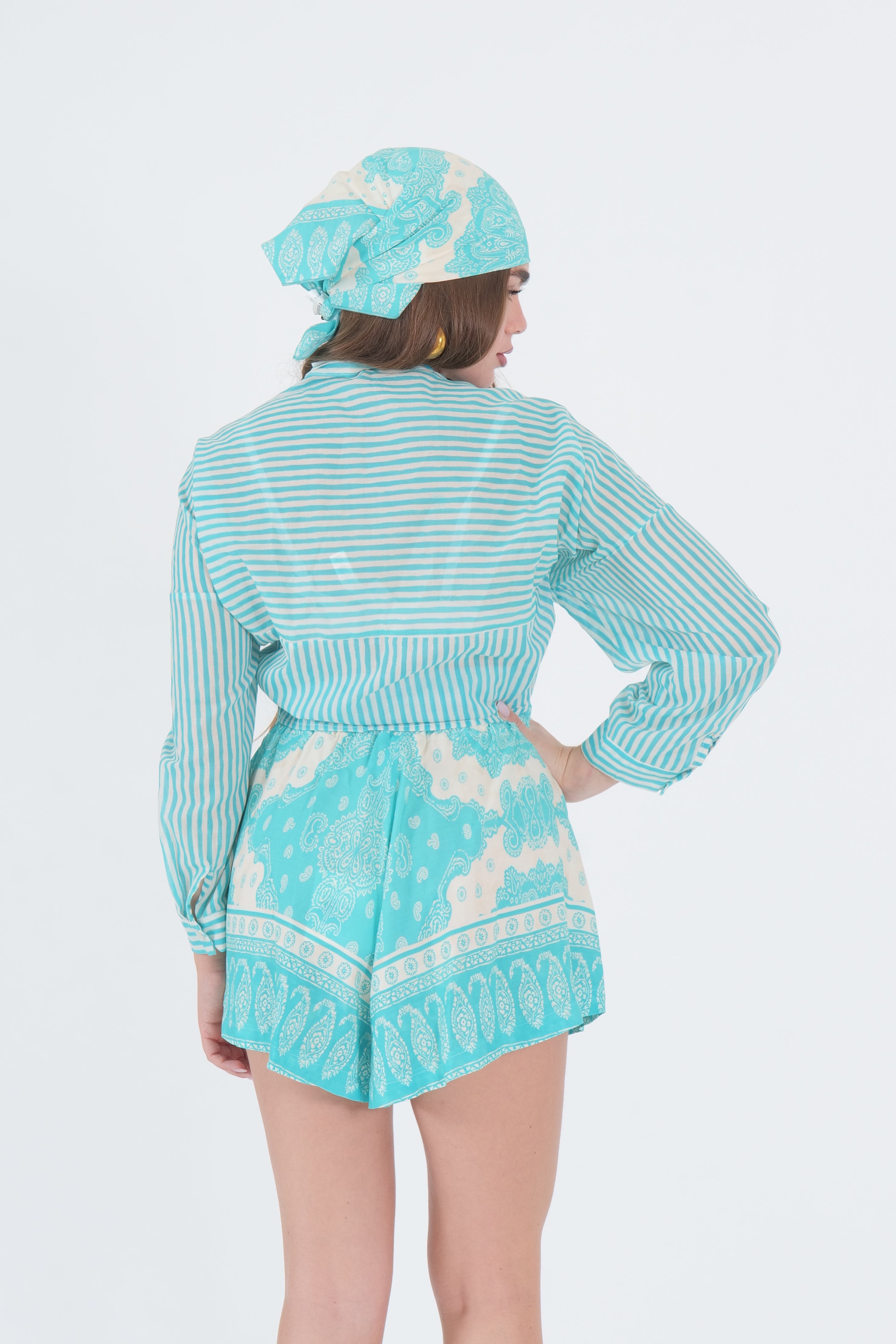 CAMICIA MUSSOLA LINES TURCHESE