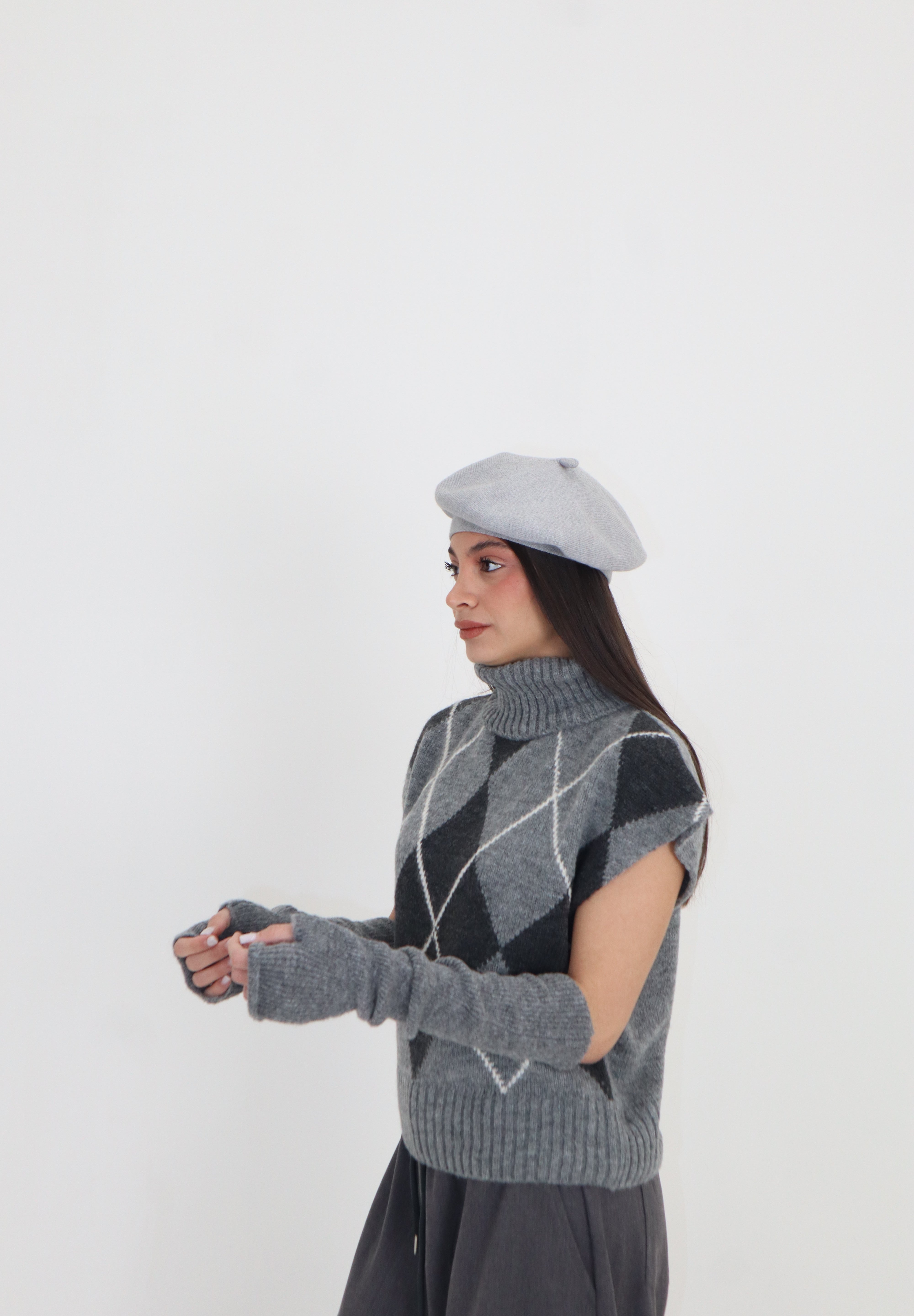 GILET COLLO ALTO ROMBI