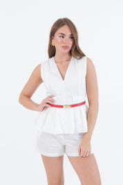 TOP SCOLLO V ANA BIANCO